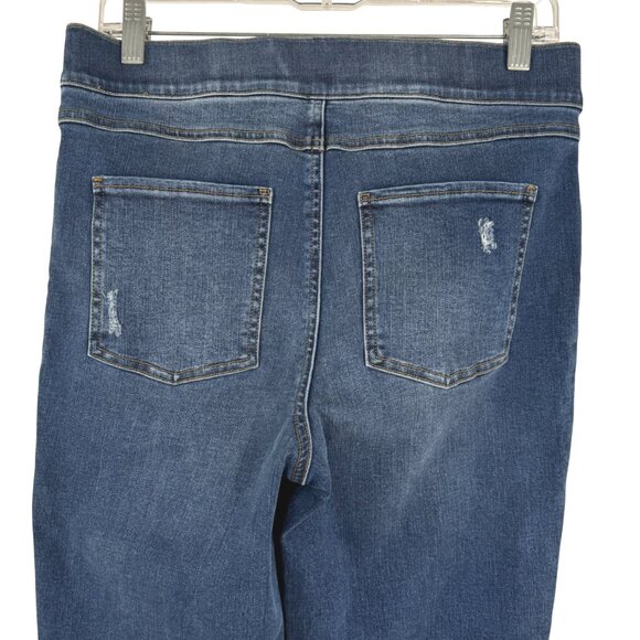 Spanx Distressed Skinny Jeans Large Tall Blue Cotton Blend Stretch NWT PT-2664 - Picture 7 of 15
